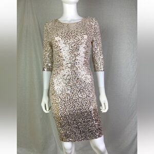 CRYSTAL DOLL OMBRÉ Elegant Sequin Dress in CHAMPAGNE
